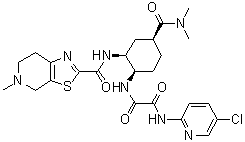 N-(5-氯吡啶-2-基)-N'-[(1R,2S,4S)-4-[(二甲基氨基)羰基]-2-[[(5-甲基-4,5,6,7-四氢噻唑并[5,4-c]吡啶-2-基)羰基]氨基]环己基]草酸二酰胺分子结构 (CAS 1255529-25-9)