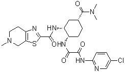N-(5-氯吡啶-2-基)-N'-[(1S,2R,4R)-4-[(二甲基氨基)羰基]-2-[[(5-甲基-4,5,6,7-四氢噻唑并[5,4-c]吡啶-2-基)羰基]氨基]环己基]草酸二酰胺分子结构 (CAS 1255529-26-0)