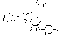N-(5-氯吡啶-2-基)-N'-[(1S,2S,4R)-4-[(二甲基氨基)羰基]-2-[[(5-甲基-4,5,6,7-四氢噻唑并[5,4-c]吡啶-2-基)羰基]氨基]环己基]草酸二酰胺分子结构 (CAS 1255529-28-2)