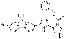 structure of CAS# 1256388-49-4, (6S)-6-[5-(7-溴-9,9-二氟-9H-芴-2-基)-1H-咪唑-2-基]-5-氮杂螺[2.4]庚烷-5-羧酸苄酯
