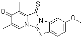 structure of CAS# 125656-83-9, 9-Methoxy-1,3-dimethyl-12-thioxo-pyrido[1',2':3,4]imidazo[1,2-a]benzimidazol-2(12H)-one