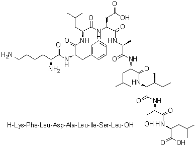 L-赖氨酰-L-苯丙氨酰-L-亮氨酰-L-alpha-天冬氨酰-L-丙氨酰-L-亮氨酰-L-异亮氨酰-L-丝氨酰-L-亮氨酸分子结构 (CAS 1256927-65-7)