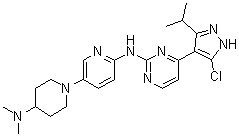 4-(5-氯-3-异丙基-1H-吡唑-4-基)-N-(5-(4-(二甲基氨基)哌啶-1-基)吡啶-2-基)嘧啶-2-胺分子结构 (CAS 1256963-02-6)