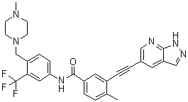 structure of CAS# 1257628-77-5, 4-甲基-N-[4-[(4-甲基-1-哌嗪基)甲基]-3-(三氟甲基)苯基]-3-[2-(1H-吡唑并[3,4-b]吡啶-5-基)乙炔基]苯甲酰胺