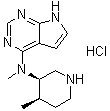 N-甲基-N-[(3R,4R)-4-甲基-3-哌啶基]-7H-吡咯并[2,3-d]嘧啶-4-胺盐酸盐分子结构 (CAS 1260590-51-9)