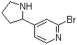 structure of CAS# 1260665-46-0, 2-Bromo-4-(2-pyrrolidinyl)pyridine