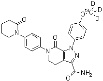 阿哌沙班-<sup>13</sup>C-d<sub>3</sub>分子结构 (CAS 1261393-15-0)