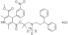 盐酸乐卡地平-<sup>13</sup>C-d<sub>3</sub>分子结构 (CAS 1261397-71-0)