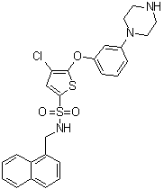 4-氯-N-(1-萘基甲基)-5-[3-(1-哌嗪基)苯氧基]-2-噻吩磺酰胺分子结构 (CAS 1261576-81-1)