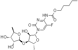 5'-脱氧-3'-O-(5-脱氧-beta-D-呋喃核糖基)-5-氟-N-[(戊氧基)羰基]胞苷分子结构 (CAS 1262133-64-1)