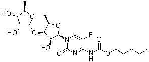 structure of CAS# 1262133-68-5, 5'-脱氧-3'-O-(5-脱氧-alpha-D-呋喃核糖基)-5-氟-N-[(戊氧基)羰基]胞苷