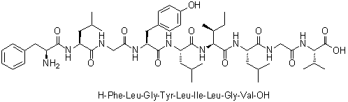 L-苯丙氨酰-L-亮氨酰甘氨酰-L-酪氨酰-L-亮氨酰-L-异亮氨酰-L-亮氨酰甘氨酰-L-缬氨酸分子结构 (CAS 1262622-91-2)