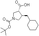 (3R,4R)-rel-4-(环己基甲基)-1,3-吡咯烷二羧酸 1-叔丁酯分子结构 (CAS 1263283-77-7)