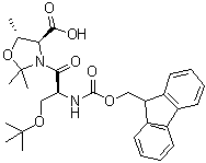 structure of CAS# 1266350-99-5, (4S,5R)-3-[(2S)-3-(叔丁氧基)-2-[[芴甲氧羰基]氨基]-1-氧代丙基]-2,2,5-三甲基-4-恶唑烷羧酸