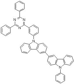 9-[3-(4,6-二苯基-1,3,5-三嗪-2-基)苯基]-9'-苯基-3,3'-二咔唑分子结构 (CAS 1266389-02-9)
