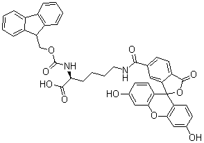 N6-[(3',6'-二羟基-3-氧代螺[异苯并呋喃-1(3H),9'-[9H]呫吨]-6-基)羰基]-N2-[芴甲氧羰基]-L-赖氨酸分子结构 (CAS 1266666-04-9)