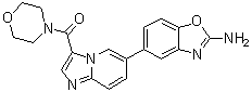 structure of CAS# 1268454-23-4, [6-(2-氨基-5-苯并恶唑基)咪唑并[1,2-a]吡啶-3-基]-4-吗啉基甲酮
