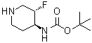 rel-N-[(3R,4R)-3-氟-4-哌啶基]-氨基甲酸叔丁酯分子结构 (CAS 1268520-95-1)