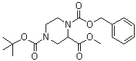 structure of CAS# 126937-42-6, Methyl 1-(benzyloxycarbonyl)-4-(tert-butyloxycarbonyl)piperazine-2-carboxylate