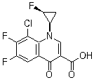 structure of CAS# 127199-27-3, 8-氯-6,7-二氟-1-[(1R,2S)-2-氟环丙基]-1,4-二氢-4-氧代-3-喹啉羧酸