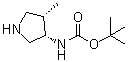 [(3S,4S)-4-甲基-3-吡咯烷基]氨基甲酸叔丁酯分子结构 (CAS 127199-54-6)