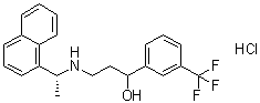 alpha-[2-[[(1R)-1-(1-萘基)乙基]氨基]乙基]-3-(三氟甲基)苯甲醇盐酸盐分子结构 (CAS 1273259-50-9)