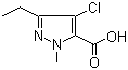 4-氯-3-乙基-1-甲基吡唑-5-甲酸分子结构 (CAS 127892-62-0)