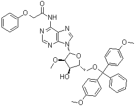 structure of CAS# 128219-81-8, 5'-O-[Bis(4-methoxyphenyl)phenylmethyl]-2'-O-methyl-N-(2-phenoxyacetyl)adenosine