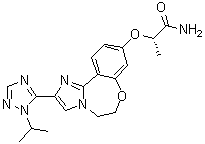 (2S)-2-[[5,6-二氢-2-[1-(1-甲基乙基)-1H-1,2,4-三唑-5-基]咪唑并[1,2-d][1,4]苯并氧氮杂卓-9-基]氧基]丙酰胺分子结构 (CAS 1282514-88-8)