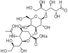 O-(N-乙酰基-alpha-神经胺酸基)-(2→3)-O-beta-D-吡喃半乳糖基-(1→4)-D-葡萄糖单钠盐分子结构 (CAS 128596-80-5)