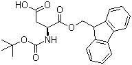 structure of CAS# 129046-87-3, N-叔丁氧羰基-L-天冬氨酸 1-(9H-芴-9-基甲基)酯