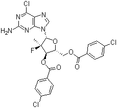 structure of CAS# 1294481-82-5, 9-[(2R)-3,5-双-O-(4-氯苯甲酰基)-2-脱氧-2-氟-2-甲基-beta-D-赤式五呋喃糖基]-6-氯-9H-嘌呤-2-胺