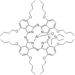 structure of CAS# 129707-63-7, 1,4,8,11,15,18,22,25-八丁氧基-29H,31H-酞菁三乙基硅氧化铝