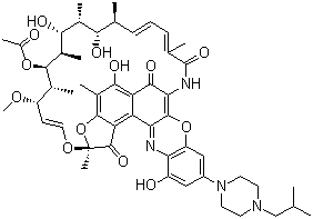 CAS 登录号：129791-92-0, 利福拉齐, 3'-羟基-5'-(4-异丁基-1-哌嗪)苯噁嗪利福霉素
