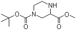 1-Boc-3-哌嗪甲酸甲酯分子结构 (CAS 129799-08-2)