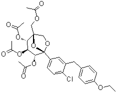5-C-[(乙酰氧基)甲基]-1,6-脱水-1-C-[4-氯-3-[(4-乙氧基苯基)甲基]苯基]-beta-L-吡喃艾杜糖 2,3,4-三乙酸酯分子结构 (CAS 1298086-18-6)