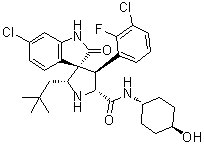 (2'R,3S,4'S,5'R)-6-氯-4'-(3-氯-2-氟苯基)-2'-(2,2-二甲基丙基)-1,2-二氢-N-(反式-4-羟基环己基)-2-氧代螺[3H-吲哚-3,3'-吡咯烷]-5'-甲酰胺分子结构 (CAS 1303607-07-9)