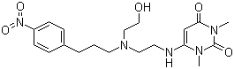 CAS 登录号：130636-43-0, 尼非卡兰, 6-[[N-(2-羟乙基)-N-(4-硝基苯基丙基)氨基]乙基氨基]-1,3-二甲基-2,4-嘧啶二酮