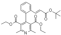 (E)-4-[2-[3-叔丁氧基-3-氧代-1-丙烯基]苯基]-2,6-二甲基-3,5-吡啶二甲酸二乙酯分子结构 (CAS 130996-24-6)