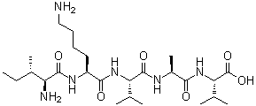 L-异亮氨酰-L-赖氨酰-L-缬氨酰-L-丙氨酰-L-缬氨酸分子结构 (CAS 131167-89-0)