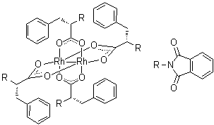 四[mu-(2S)-3-苯基-2-(邻苯二甲酰亚氨基)丙酸基]二铑分子结构 (CAS 131219-55-1)