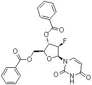 1-(3,5-二-O-苯甲酰基-2-脱氧-2-氟-beta-L-呋喃阿拉伯糖基)-2,4(1H,3H)-嘧啶二酮分子结构 (CAS 1312300-53-0)
