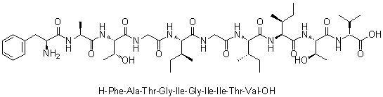 L-苯丙氨酰-L-丙氨酰-L-苏氨酰甘氨酰-L-异亮氨酰甘氨酰-L-异亮氨酰-L-异亮氨酰-L-苏氨酰-L-缬氨酸分子结构 (CAS 1313507-86-6)