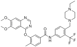 3-(6,7-二甲氧基喹唑啉-4-基氧基)-N-(4-((4-乙基哌嗪-1-基)甲基)-3-(三氟甲基)苯基)-4-甲基苯甲酰胺分子结构 (CAS 1315330-17-6)