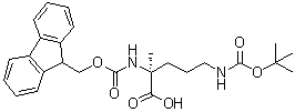 N5-[叔丁氧羰基]-N2-[芴甲氧羰基]-2-甲基-L-鸟氨酸分子结构 (CAS 1315449-95-6)