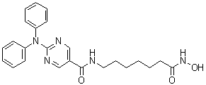 CAS # 1316214-52-4, 2-(Diphenylamino)-N-[7-(hydroxyamino)-7-oxoheptyl]-5-pyrimidinecarboxamide, ACY 1215, ACY 63