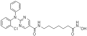 2-[(2-氯苯基)苯基氨基]-N-[7-(羟基氨基)-7-氧代庚基]-5-嘧啶甲酰胺分子结构 (CAS 1316215-12-9)
