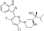 CAS 登录号：1321924-70-2, (alphaR,2S)-4-[3-氯-5-氟-6-(1H-吡唑并[3,4-b]吡啶-3-基)-2-吡啶基]-alpha-甲基-alpha-(1-甲基乙基)-2-哌嗪甲醇