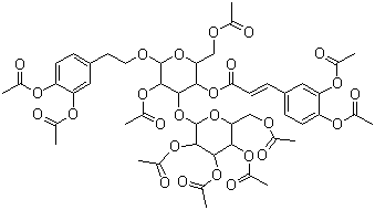(E)-2-[3,4-双(乙酰氧基)苯基]乙基 3-O-(2,3,4,6-四-O-乙酰基-beta-D-吡喃葡萄糖基)-beta-D-葡萄糖苷 2,6-二乙酸酯 4-[3-[3,4-双(乙酰氧基)苯基]-2-丙烯酸]酯分子结构 (CAS 132302-25-1)