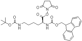 N6-[叔丁氧羰基]-N2-[芴甲氧羰基]-L-赖氨酸 2,5-二氧代-1-吡咯烷基酯分子结构 (CAS 132307-50-7)
